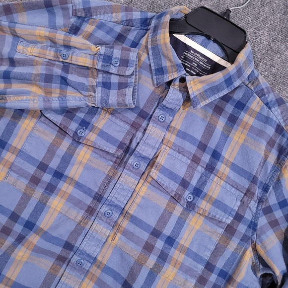 REI Co-op Flannel Shirt Mens‎ Large Long Sleeve Blue Plaid Button Up Shirt - Picture 1 of 11